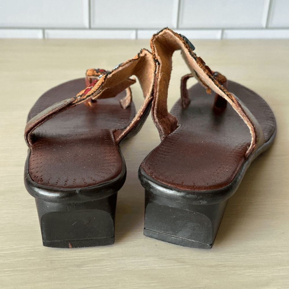 Embroidered Vintage Embellished Toe-Ring Sandals Size 7/7.5 - Picture 2 of 13